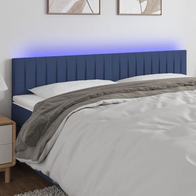 vidaXL - Hoofdbord - LED - 180x5x78/88 - cm - stof - blauw