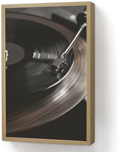 Wandlamp 40x60 cm - Oplaadbaar - Close-up - Vinylplaat - Platenspeler - Zwart - Wandlampen binnen woonkamer - Slaapkamer lamp - Decoratieve nachtlamp - Vloerlamp draadloos