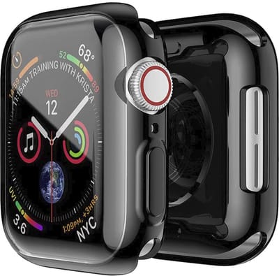 MY PROTECT - Hoesje Geschikt Voor Apple Watch Series 10 42mm Siliconen Bescherm Case - Screenprotector - Transparant/zwart