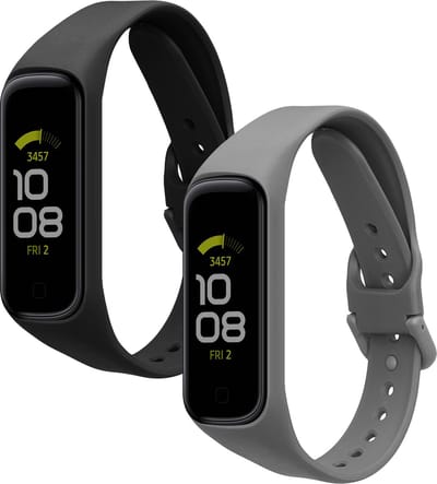 kwmobile 2x horlogebandjes geschikt voor Samsung Galaxy Fit 2 bandje - Smartwatch bandjes van TPU - Activity tracker horloge band in zwart / leisteen