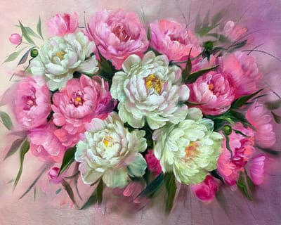 Diamond Painting op kader Peonies 30x40 cm
