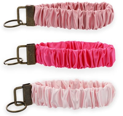 Lajetti Scrunchie Sleutelhangers Voordeelset 3 Stuks - Pols Sleutelhanger Oudroze Fuchsia Lichtroze