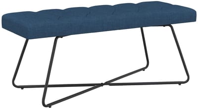 vidaXL - Bank - met - knopen - tufting - Blauw - 110 - x - 40 - x - 46 - cm - Stof
