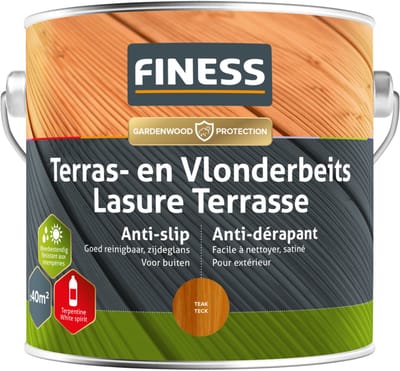 Finess Terras- en Vlonderbeits Anti-Slip - Teak - 2,5L - Voor Houtbescherming en Anti-Slip Eigenschappen