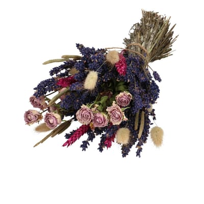 Lavendel droogboeket 33cm - Gedroogde bloemen - Natuurlijke woondecoratie - Paars met roze