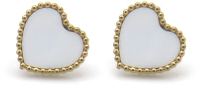Oorbellen - RVS - hartjes - parelmoer - 1x1.2cm - dames - subtiel - stijlvol - cadeau - sieraden – valentijn – cadeau