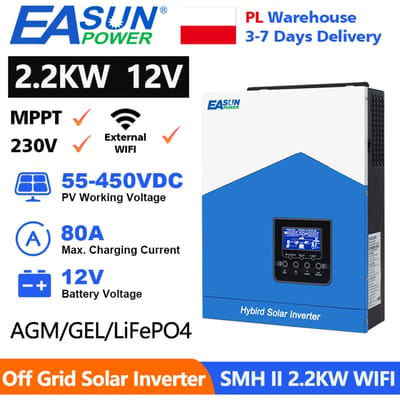 EASUN POWER 2.2KW 3.2KW 4.2KW 6.2KW Hybride Solar Inverter 12V 24V 48V 220V Zuivere Sinus 80A 120A MPPT Lader Off Grid Inverter Met WIFI