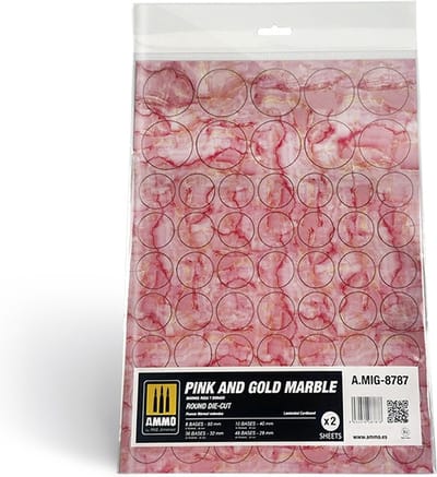 AMMO by Mig Jimenez Modelbouwdecoratie - MIG 8787 Marble Pink - Gold - Round Die-cut Wargames - 2pcs Accessoires set
