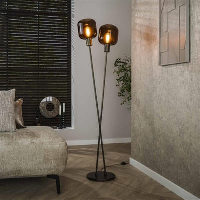 Hoyz Collection - Vloerlamp Bronza 2-lichts - Sienna Brown
