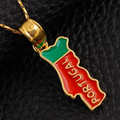 Pendentif Carte du Portugal Article Vente Chaude pour Femmes Décoration Bijoux Cuivre 18K brown
