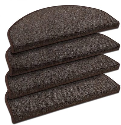 FLOORDIREKT Trapmat London - Zelfklevend & Antislip - Set Van 15 - Donkerbruin - 23,5 x 65 cm - Halfrond