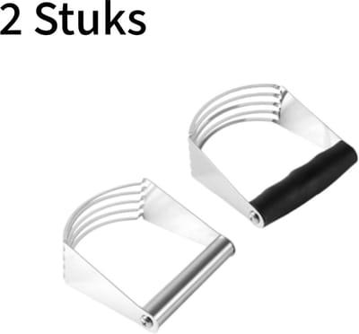 2 stuks - Deegmixer - Bakmixer - voor bloem en boter - Roestvrij staal - Antislip handvat - RVS + Zwart