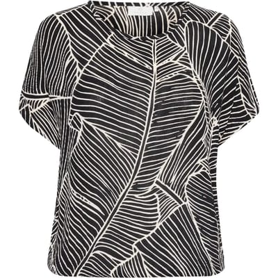 Mouwloos shirt Loose fit Black/Turtledove Leaf Print black white