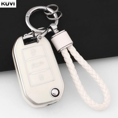 Nieuwe TPU Auto Flip Sleutelhoes Cover Shell Voor Peugeot 208 308 408 508 2008 3008 4008 5008 Voor Citroen C3 C4 Cactus C6 C8 Accessoires white