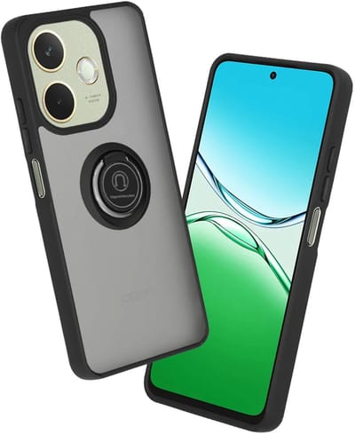 Hoesje geschikt voor Oppo A5 Pro - Techsuit Glinth Back Cover met ring en magneet - Zwart