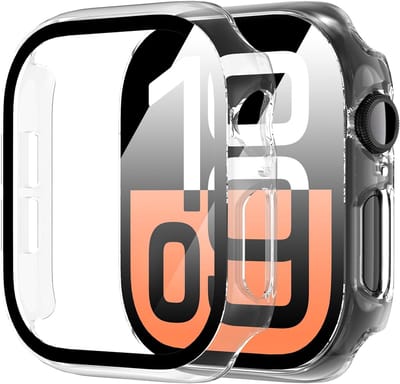 Screenprotector Glas + Hoesje geschikt voor Apple Watch 10 46mm - Volledig 360 Graden Case Bescherming Transparant