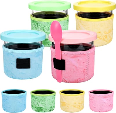4 Stuks Neopreen IJs Sleeve voor Ninja CREAMi NC301 NC300 NC299AMZ UK Series, Herbruikbare Geïsoleerde Hoezen voor IJscontainer en Bevroren Desserts