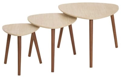 Design Atmosphera Miléo Travertinlook - Set van 3 bijzettafels - Beige