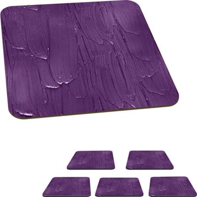 Onderzetters voor glazen - Verf - Paars - Patronen - 10x10 cm - Glasonderzetters - 6 stuks