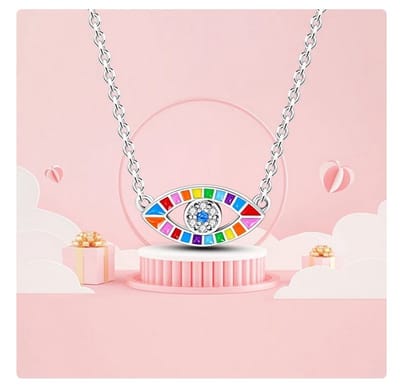 Ketting met hanger turks oog multicolor zilver925