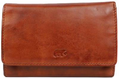 Bear Design Diana Leren Overslagportemonnee - Cognac