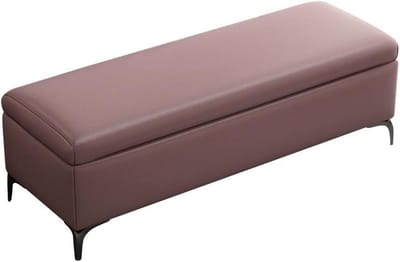 Opbergbank Ottoman - Voetenbank Poef - Ruimte Besparen - Opklapbaar Blad - 90cm - Roze Paars