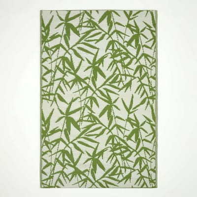 Homescapes Buitenkleed Vloerkleed – 120x180cm – Buitentapijt – Groen–Wit Tuinkleed – Tuintapijt – Omkeerbaar – Waterdicht & UV–bestendig – Gerecycled polypropyleen – "Zena"