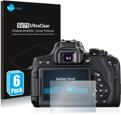 Savvies - Screenprotector voor Canon EOS 750D - Folie Beschermfolie transparant 6 Stuks