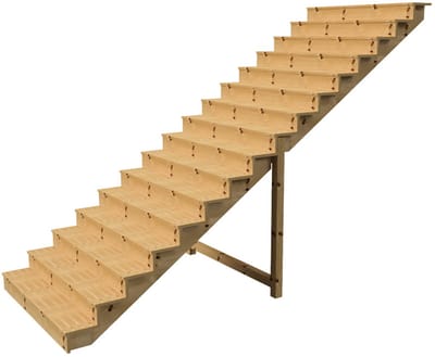 BERLIN Houten Buitentrap - 16 Gesloten Treden 275 cm Hoog - 160 cm Breed