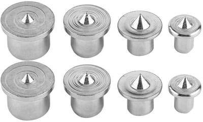 Dailygoods- Boorpluggen 8-delig - Houten Pluggen - Centrumpunten - Duimgatmaten 6/8/10/13 mm - A3 Staal - Verchroomd Afwerking - Deuvelcentra