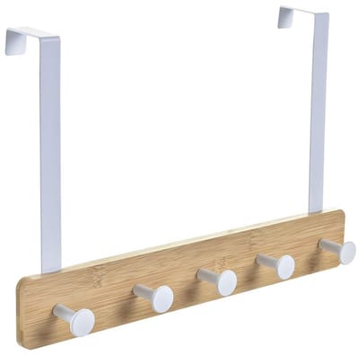 Kapstok voor deur Home ESPRIT Wit Metaal Bamboe 38,5 x 4,8 x 25,5 cm