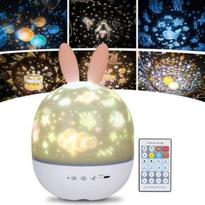 EXCITAT Starry Sky Projector - 360° roterende sterrenhemelprojectorlamp - LED-nachtlampje voor volwassenen met afstandsbediening - 6 projectiethema's