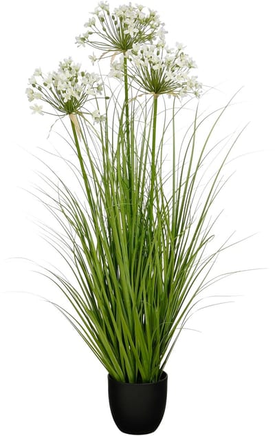 Mica Decorations Allium Ampeloprasum Kunstplant 110 cm - Kunstplant met Witte Bloemen - Decoratie voor Interieur en Tuin - Onderhoudsvriendelijke Plant in Pot - Potdiameter 35 cm