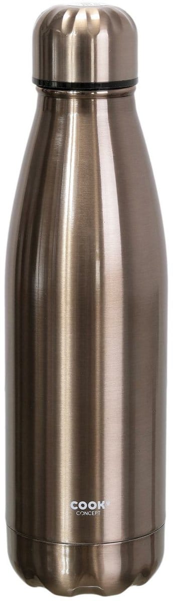 Cook Concept Travel drinkfles voor warme en koude dranken - rose goud - roestvrij staal - met schroefdop - 500 ml