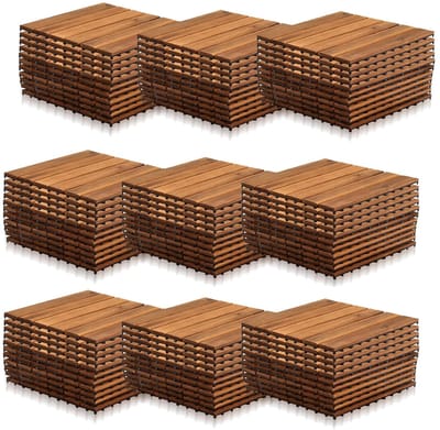 Houten Terrastegels - Vloer Bedekking - Buiten Leven - Kliksysteem Drainage - 30x30cm 1m² - Bruin