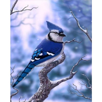 Diamant borduurwerk blauwe vogels op de boomtak ronde strass mozaïek diamant schilderij 20X30CM blue