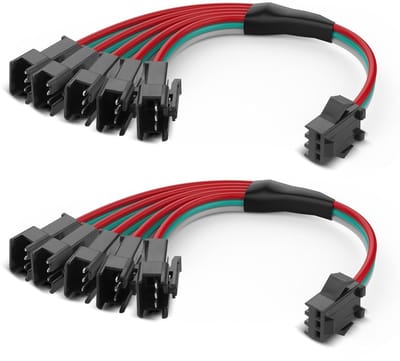 2 stuks 0,3 m 3-polige JST-SM-LED Y-kabel, 5 V 22 AWG stekker-vrouwelijke-verlenging, flexibele pvc-koperen kabel voor ledstrips, ideaal voor SP530E en SP630E-controllers en andere toepassingen