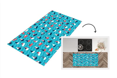 Keukenloper - Loper keuken - Boten - Zee - Patroon - 120x60 cm - Keukenloper vinyl