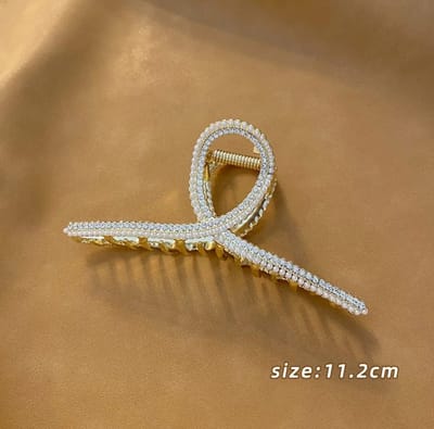 Mooie sierklem met steentjes en parel -Youhomy hairfashion-Groot- Large Hairclaws clips- haar accessoires voor Vrouwen| Meisjes| Cadeau set voor moeders