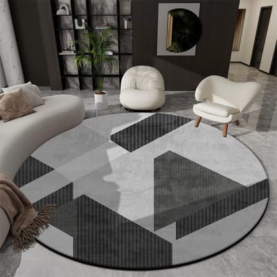 Geometrische Ronde Vloerkleden voor Woonkamer Luxe Decoratie Huis Groot Formaat Pluche Tapijten Slaapkamer Studeerkamer Antislip Stoelmat Vloer Zacht 3.9ft(120x120cm)