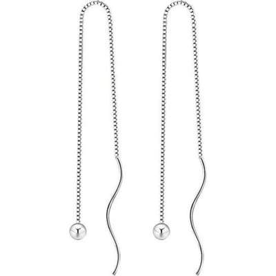 Nieuwe 925 Sterling Zilver Dames Hanger Mode Glanzende Kralen Oorbellen Doosketting Oorlijn All-match Paar Oorbellen Sieraden Cadeau white
