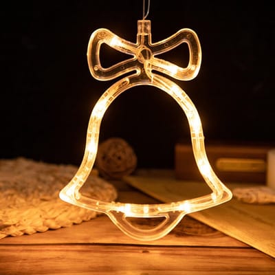 MUPOO Kerstverlichting Raamdecoratie – LED Bel Window Hanging String Lights met Zuignap, Batterij Aangedreven Fairy Lights – Christmas Window Light voor Feest, Slaapkamer & Binnen Decoratie– 3-Pack