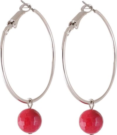 Behave Oorbellen - oorringen - zilver kleur - rood - hanger - natuursteen - 4 cm