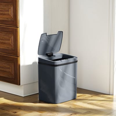 MODFU - Sensorprullenbak - Automatische En Handmatige Opening - Modern - Voor Keuken En Badkamer - Kunststof - Grijs - 15 L