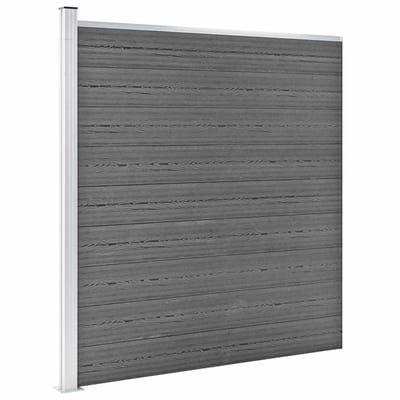 vidaXL - Schuttingset - 3 - vierkant - en - 1 - schuin - 619x186 - cm - HKC - grijs