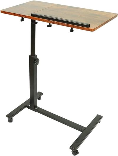 Verstelbare bijzettafel - Draaibare tafel - Werken en eten - 360 graden draaibaar - 60x34.5cm - Geel