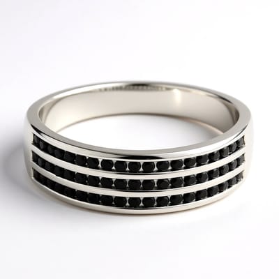 Cavill - Zilveren ring - 925 Sterling Zilver - 57 Zwarte Spinellen, 0,63 ct - Brede Band 25 mm, Moderne Elegante Ronde Briljant Ring