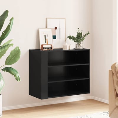 vidaXL - Wandkast - 75x35x60 - cm - bewerkt - hout - zwart