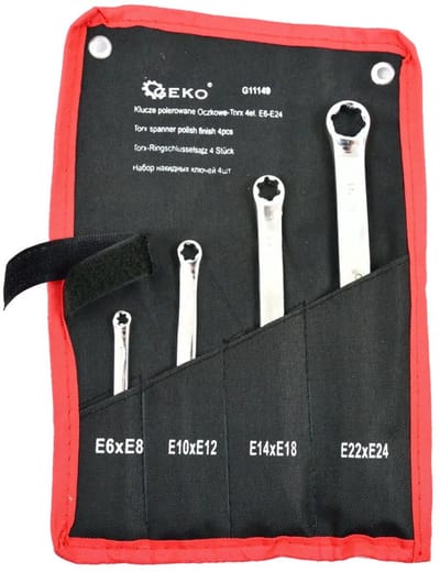 GEKO Torx ringsleutelset - gepolijst - chroom vanadium - 4-delig - E6-E24