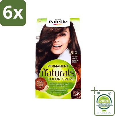 Poly Palette - Haarverf - Middenbruin 5-0 - 115ml - Voordeelverpakking - 6 stuks - Haarverf - Permanente haarverf